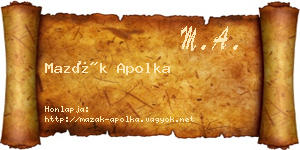Mazák Apolka névjegykártya